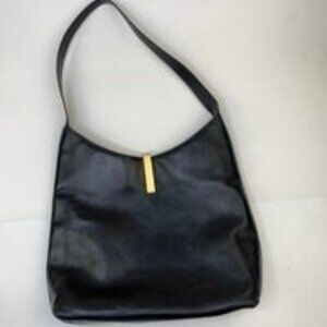 🥳HP🥳Gucci Authentic Gucci Vintage Black Leather Tote Gold Zipper Shoulder Bag